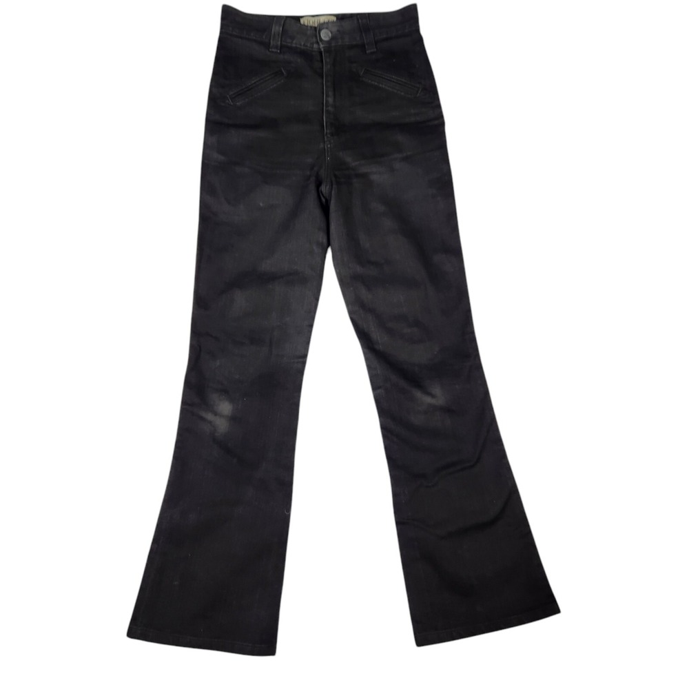 Fiorucci Jeans Womens Size 25 Edie 70s Flare Black High Rise Denim Pants